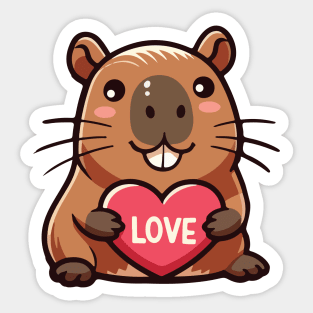 Cute capybara hold heart Sticker